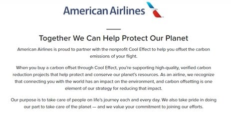 american airline carbon credits