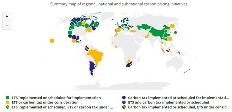 carbon pricing map