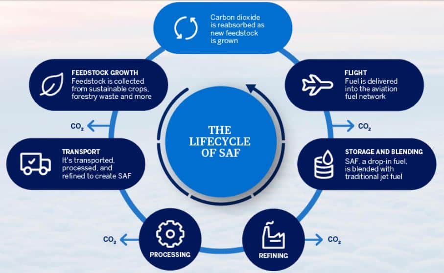 SAF lifecycle in aviation emission 