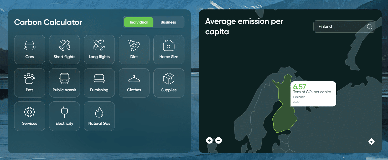 KyoGreen carbon calculator for individual use