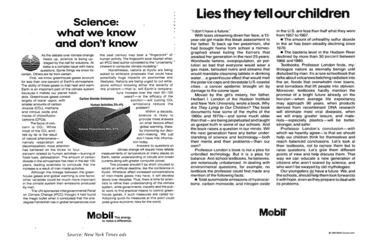 Mobil fossil fuel ad campaign