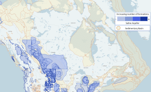 Canada CCS map saline aquifers and sedimentary basins