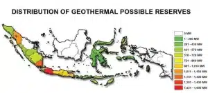 Geothermal reserves distribution in Indonesia