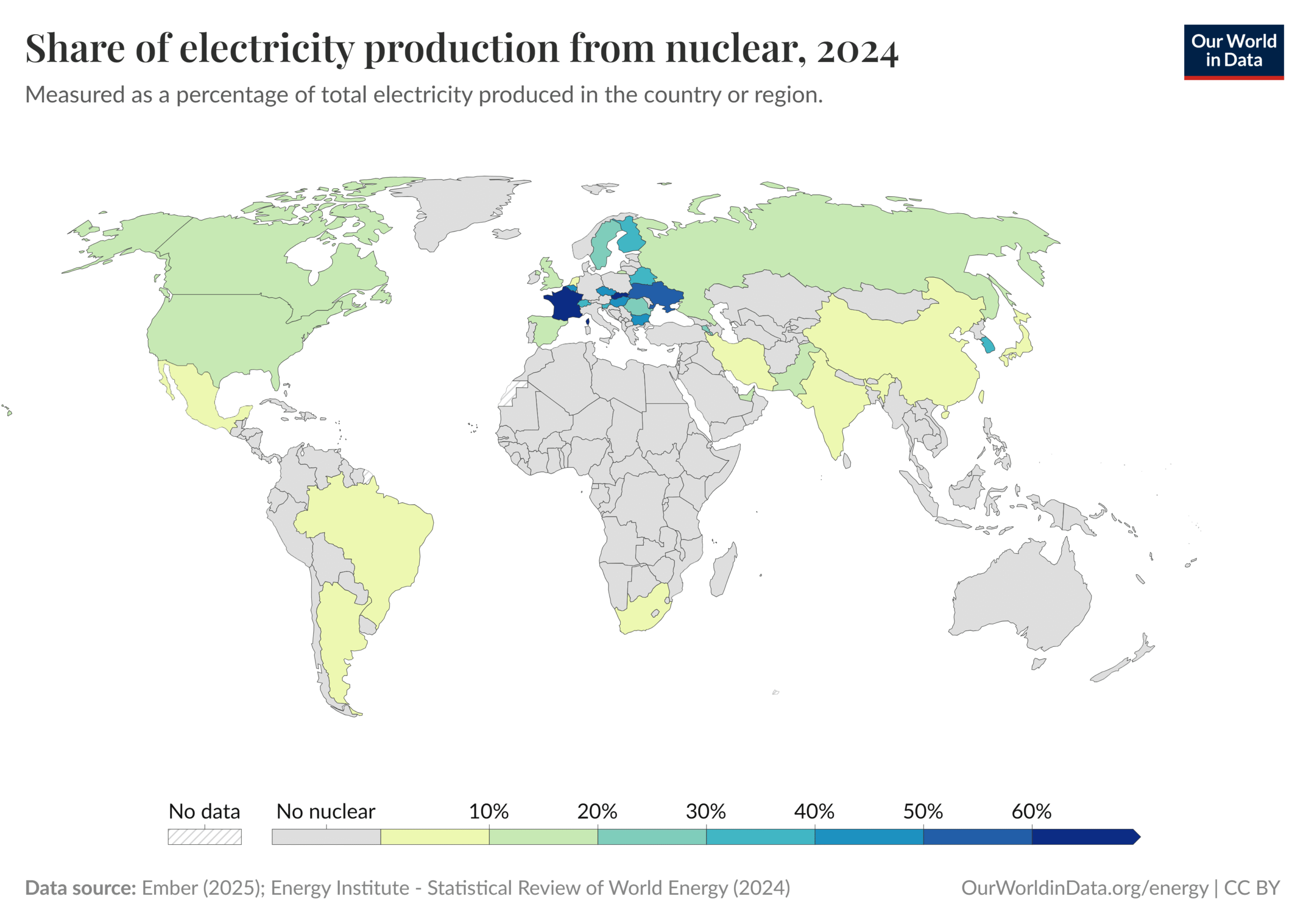 nuclear power share of electricity global 2024