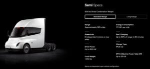 Tesla Semi specs