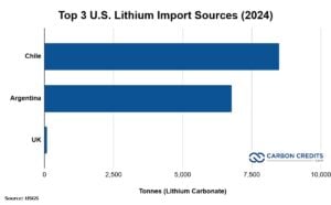 top US lithium import 2024 by country