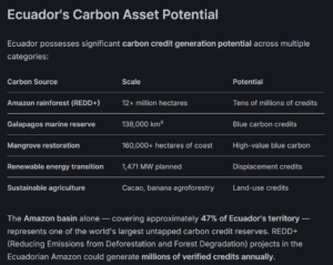 Ecuador carbon asset potential