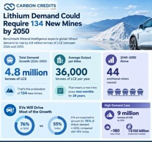 Lithium Demand 134 New Mines by 2050 benchmark mineral intelligence